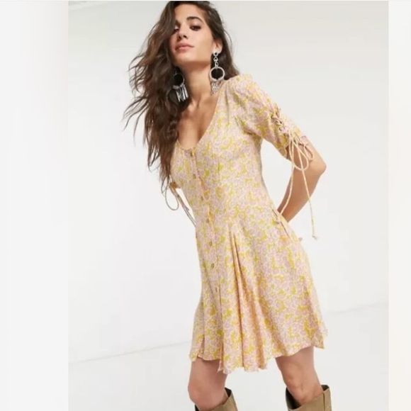 NWT Free People Laced Up Mini Dress in Femme Combo Size XS - Picture 2 of 12
